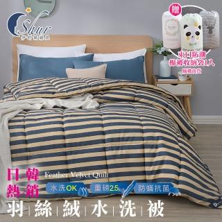 【ISHUR 伊舒爾】贈束口防潮棉被袋1入 韓系經典可水洗羽絲絨被 雙人2.5kg(咖啡格調 水洗被 棉被 被子)