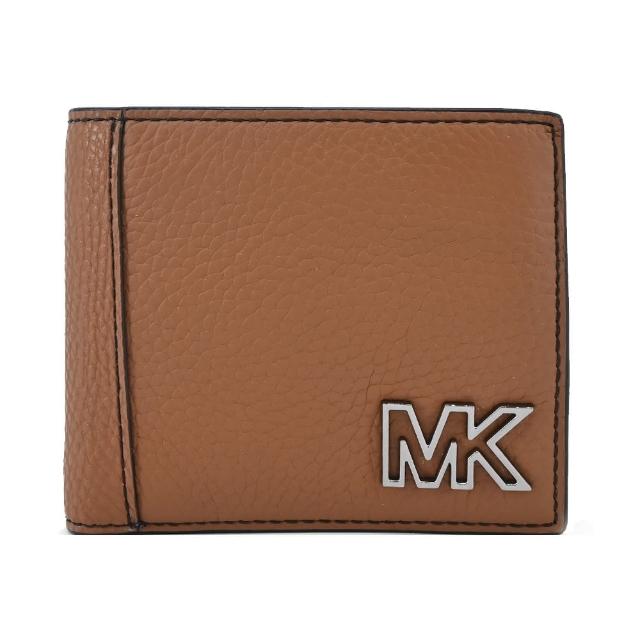 【Michael Kors】COOPER牛皮簍空LOGO男款零錢袋短夾(棕)