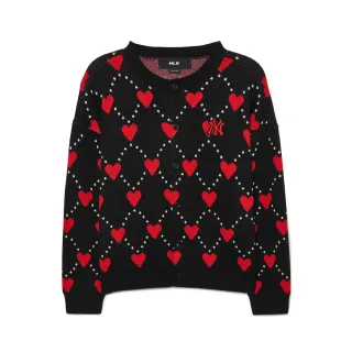 【MLB】童裝 女版針織衫 Heart系列 紐約洋基隊(7FKCH0334-50BKS)