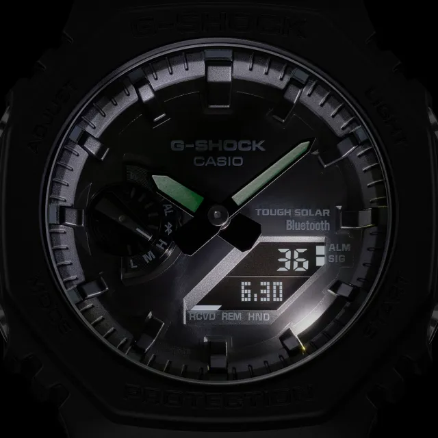 【CASIO 卡西歐】G-SHOCK 八角形錶殼 藍牙連線 太陽能八角雙顯腕錶 禮物推薦 送禮首選(GA-B2100-1A1)