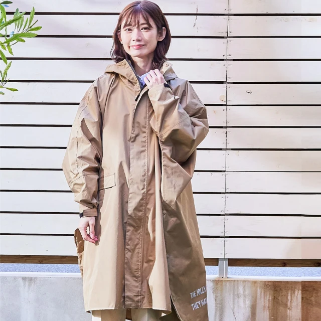 【KIU】成人空氣感有袖斗篷雨衣(163911 米色)