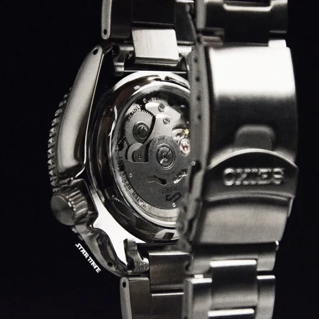【SEIKO 精工】5 Sports系列 銀框 黑面 不鏽鋼錶帶 自動上鍊機械錶 男錶(SRPD55K1)