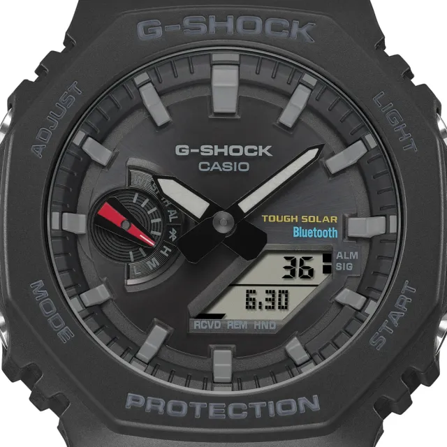 【CASIO 卡西歐】G-SHOCK 農家橡樹 藍牙連線 太陽能八角雙顯腕錶 母親節 禮物(GA-B2100-1A)