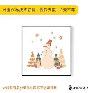 【菠蘿選畫所】聖誕雪人堆 - 25x25cm(聖誕裝飾掛畫/暖心聖誕擺飾/兒童臥室掛畫)