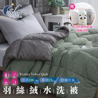 【ISHUR 伊舒爾】贈束口防潮棉被袋1入 韓系經典可水洗羽絲絨被 雙人2.5kg(雙色綠 水洗被 棉被 被子)