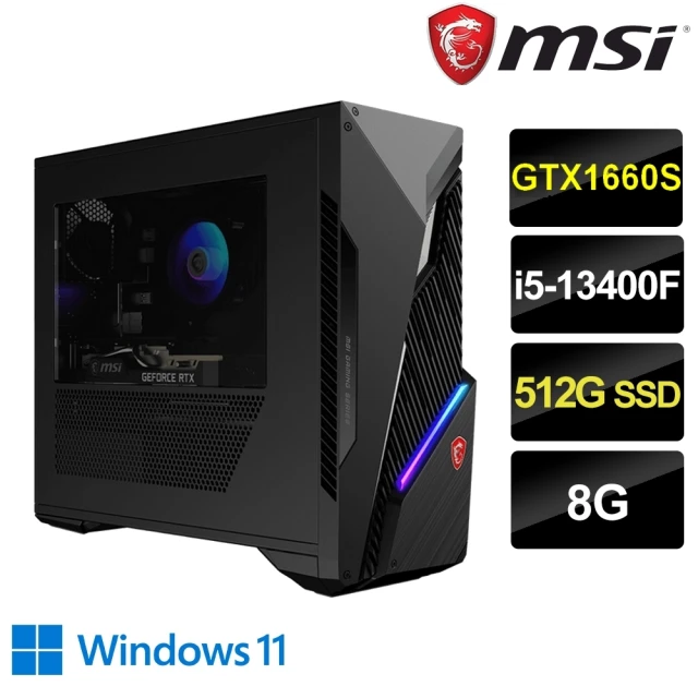 MSI 微星MSI 微星 +8G記憶體組★i5 GTX1660S電競電腦(Infinite S3 13-661TW/i5-13400F/8G/512G SSD/GTX1660S/W11