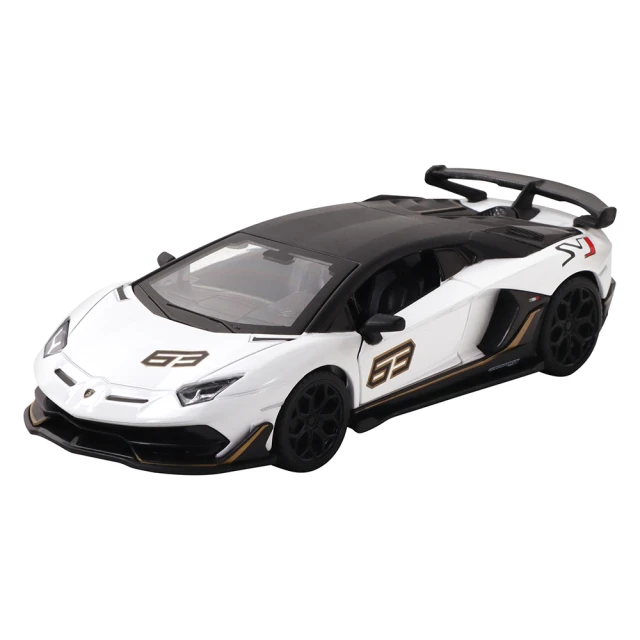 KIDMATE 1:32合金車 Lamborghini Aventador SVJ白(正版授權 迴力車模型玩具車 藍寶堅尼)