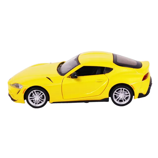 【KIDMATE】1:31合金車 Toyota GR Supra黃(正版授權 迴力車模型玩具車 豐田牛魔王跑車)