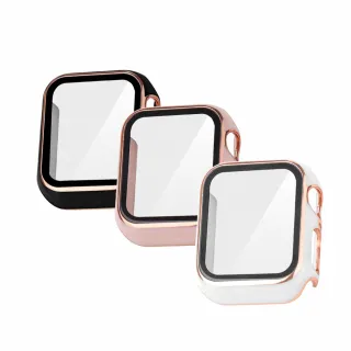 【Timo】Apple Watch 44mm 鋼琴烤漆鋼化玻璃全包式錶殼