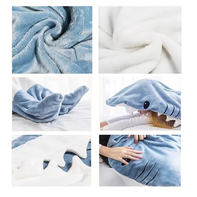 【ROYALLIN 蘿林嚴選】可愛鯊魚睡衣睡袋(情侶睡衣 法蘭絨 保暖睡毯)