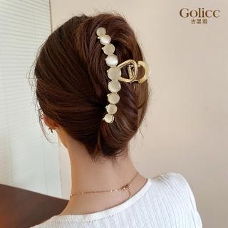 【Golicc】髮夾 貓眼石 珍珠 抓夾 金屬夾(母親節 生日 情人節 髮飾 頭飾 鯊魚夾 抓夾 禮物)