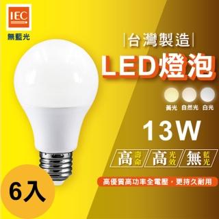 【GoldBright 金亮】6入 LED燈泡 高光效 13W E27燈泡(護眼無藍光保護眼睛)