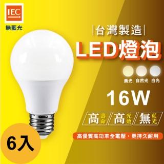 【GoldBright 金亮】6入 LED燈泡 高光效 16W E27燈泡(護眼無藍光保護眼睛)