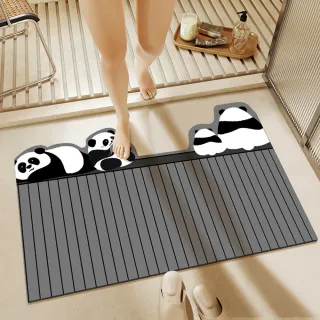 【Kyhome】卡通熊貓浴室吸水防滑地墊 衛生間踩腳墊/腳踏墊/門墊/廚房 軟地墊(40x60cm)