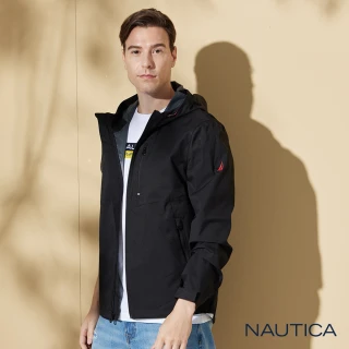 【NAUTICA】男裝 率性防水連帽外套(黑)