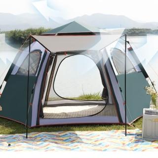 【May Shop】大空間 全自動防暴雨六角帳加厚防雨露營速開帳蓬