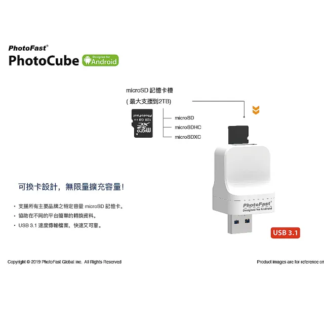 【Photofast】USB3.1 PhotoCube 手機備份方塊+128G記憶卡(Android系統專用)