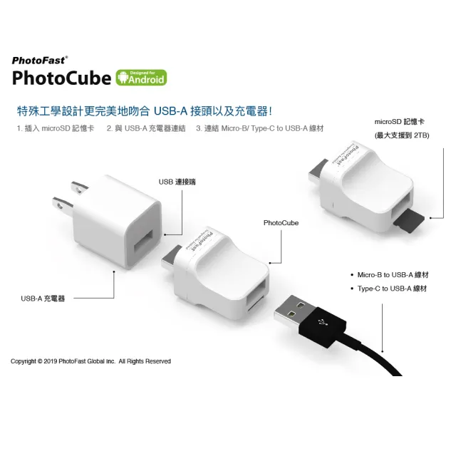 【Photofast】USB3.1 PhotoCube 手機備份方塊+512G記憶卡(Android系統專用)