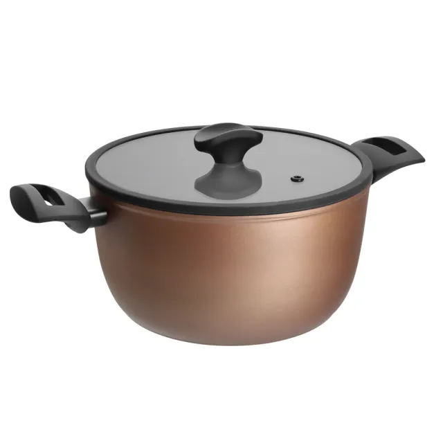 【義廚寶】義大利製坦納斯系列不沾鍋雙耳湯鍋24cm(含蓋/電磁爐適用)
