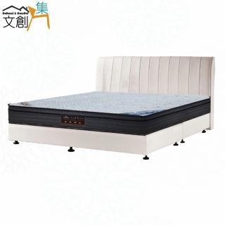 【文創集】杜亞防刮皮革6尺雙人加大三件床臺組合(床片＋床底＋石墨烯涼感紗雙面睡感較硬獨立筒床墊)