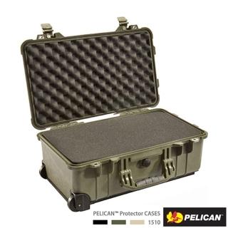 【PELICAN】1510 含輪座/泡棉氣密箱 綠(公司貨)