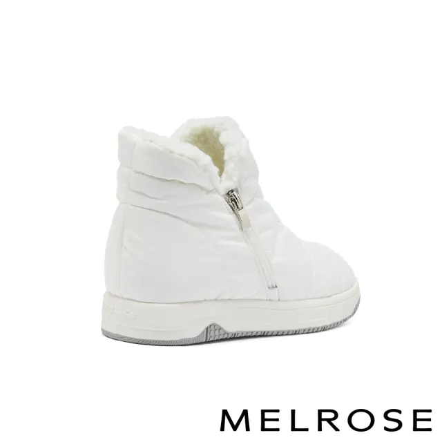 【MELROSE】美樂斯 率性時尚純色防潑水布厚底短靴(白)
