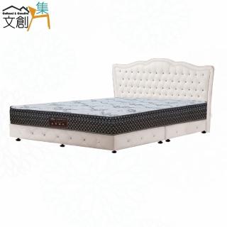 【文創集】凱法防刮皮革6尺雙人加大三件式床臺組合(床片＋床底＋蜂巢涼感獨立筒床墊)