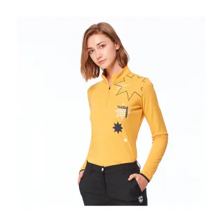 【Jack Nicklaus 金熊】GOLF女款吸濕排汗數位印花POLO/高爾夫球衫(黃色)