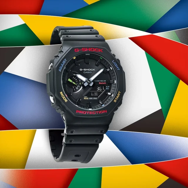 CASIO 卡西歐 多彩繽紛風格八角型時尚腕錶 經典黑 45.4mm(GA-B2100FC-1A)