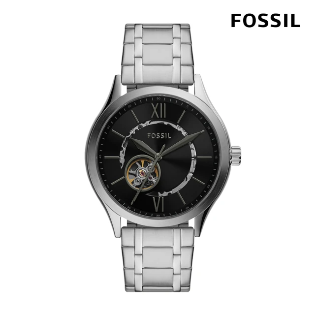 FOSSIL Fenmore 現代都會風尚鏤空機械手錶 銀色