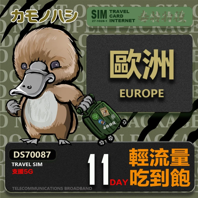 鴨嘴獸 旅遊網卡 Travel Sim 歐洲22天上網卡 歐