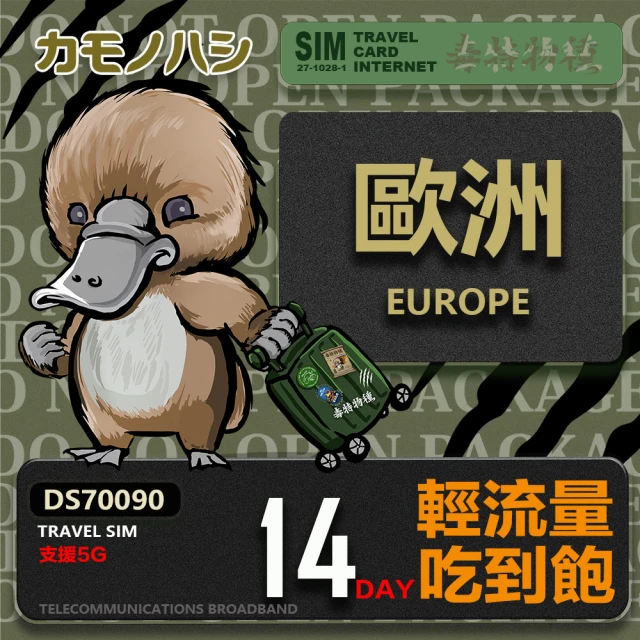 鴨嘴獸 旅遊網卡 Travel Sim 歐洲22天上網卡 歐