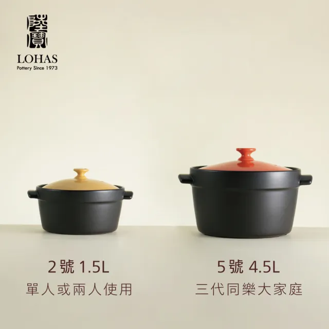 【LohasPottery 陸寶】洋風樂彩陶鍋2號1.5L 綠/黃(遠紅外線陶鍋)