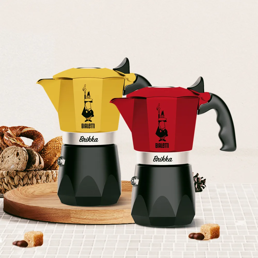 【Bialetti 比亞樂堤】極厚鑽石加壓摩卡壺BRIKKA-4杯份-公司貨(crema醇香/咖啡機/原廠保固2年)