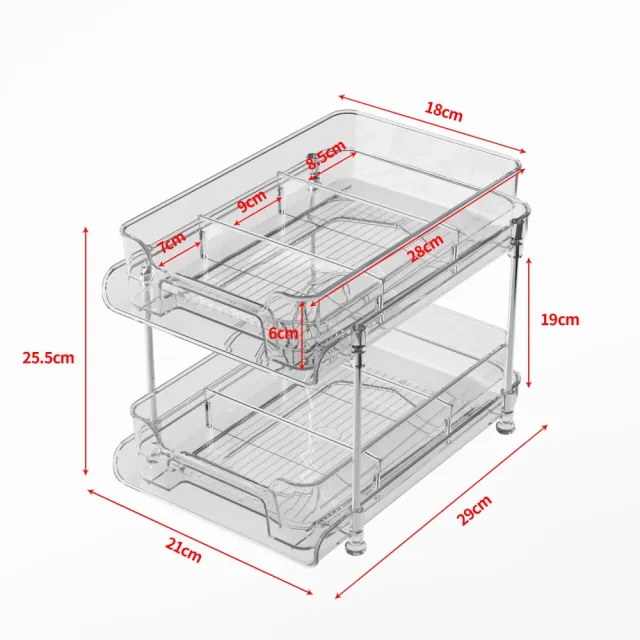 【CAXXA】廚房浴室雙層抽屜收納架(化妝品收納架/抽☆式置物架/廚房收納架/桌上收納架)
