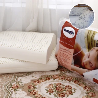 【贈天絲枕套2入】英國百年品牌 Dunlopillo鄧祿普乳膠枕人體工學枕/加大平面型乳膠枕(12公分/1入)