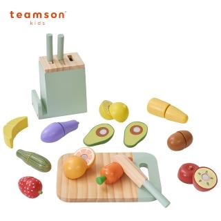 【Teamson】小廚師木製玩具廚房刀具蔬果切切樂組(附11蔬果+刀具5件組)