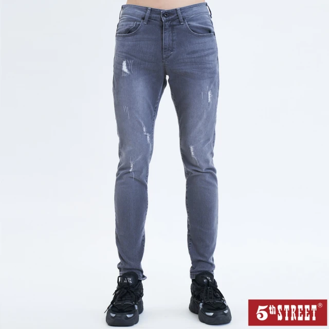 5th STREET 男裝山形微鬆直筒褲-暗灰色品牌優惠