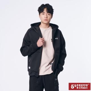 【5th STREET】男裝羔羊防寒連帽外套-黑色