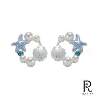 【RJ New York】海洋世界海星貝殼珍珠耳環(白+藍色)