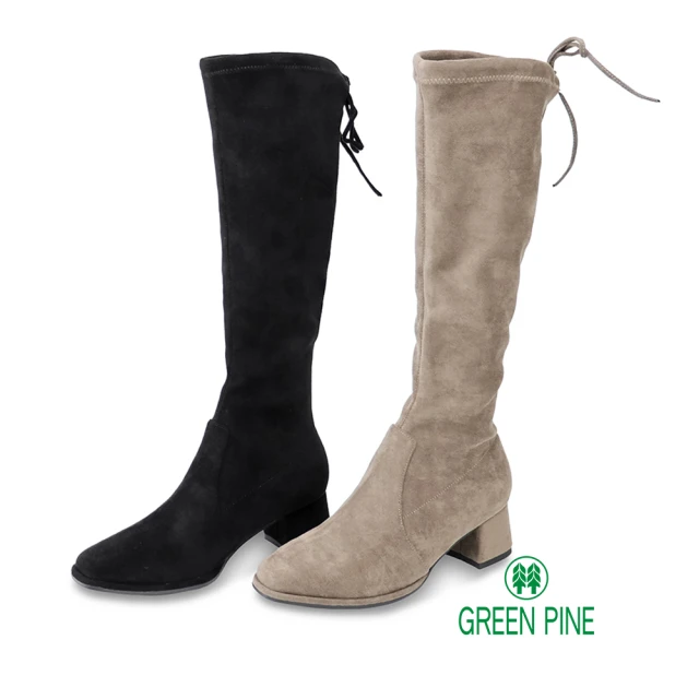 GREEN PINEGREEN PINE 纖細美腿長筒彈力粗跟襪靴(2色/ 00187306)