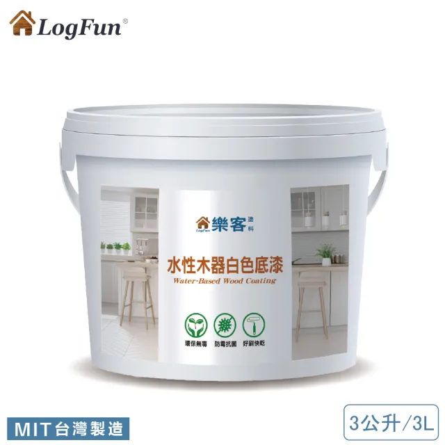 【樂客】水性木器白色底漆3kg
