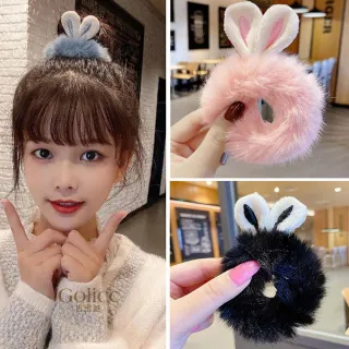 【Gulicc】髮圈 日系 ins 兔耳 毛絨絨 3入(新年 情人節 生日 髮飾 頭飾 大腸圈 髮夾 禮物)