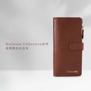 【Crocodile】618 男長夾 薄型釦式長夾 義大利植鞣 12卡 Naturale系列-0103-11011-咖啡色-鱷魚皮件(