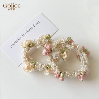 【Golicc】髮圈 法式 珍珠 花朵(618 七夕 情人節 生日 髮飾 頭飾 鯊魚夾 抓夾 禮物)