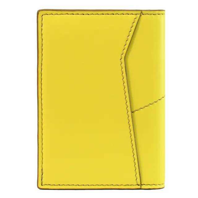 【LOEWE 羅威】PUZZLE 經典烙印LOGO幾何拼接小牛皮信用卡名片隨身卡(黃)