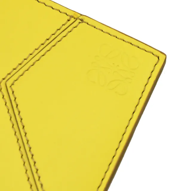 【LOEWE 羅威】PUZZLE 經典烙印LOGO幾何拼接小牛皮信用卡名片隨身卡(黃)