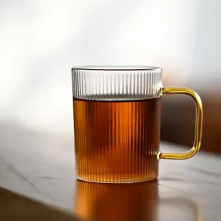 【渥思】日式簡約豎紋玻璃杯-300ml(咖啡杯.茶杯.水杯)