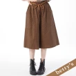 【betty’s 貝蒂思】腰鬆緊綁帶大口袋格子七分褲裙(駝色)
