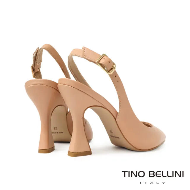 【TINO BELLINI 貝里尼】巴西進口典雅素面後繫帶高跟鞋FS3V003(裸棕)